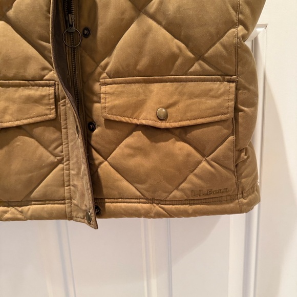 L.L. Bean Golden Brown Waxed Down  Quilted Vest - Picture 4 of 11